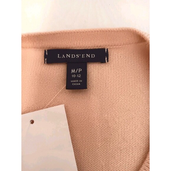 NWT Lands' End 100% Cashmere Cardigan Sweater Pink Peach Women's M/P 10-12 - Picture 9 of 12